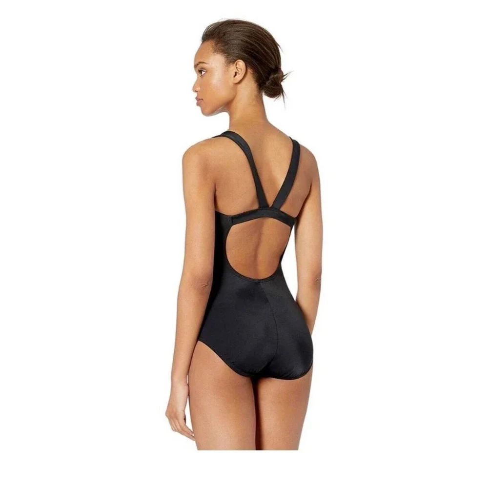 Nike Women's Standard Mesh Solid Edge V-Back One Piece Swimsuit Swimwear  Sz M - Picture 3 of 13
